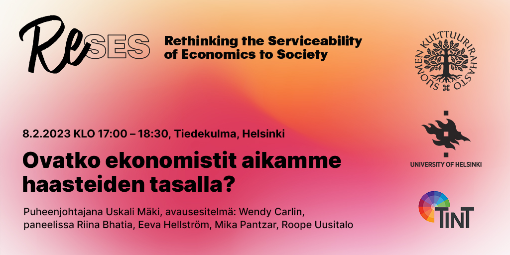 Invitation: Are economists up for the challenges of the day?, 8th February, 17-19:00
